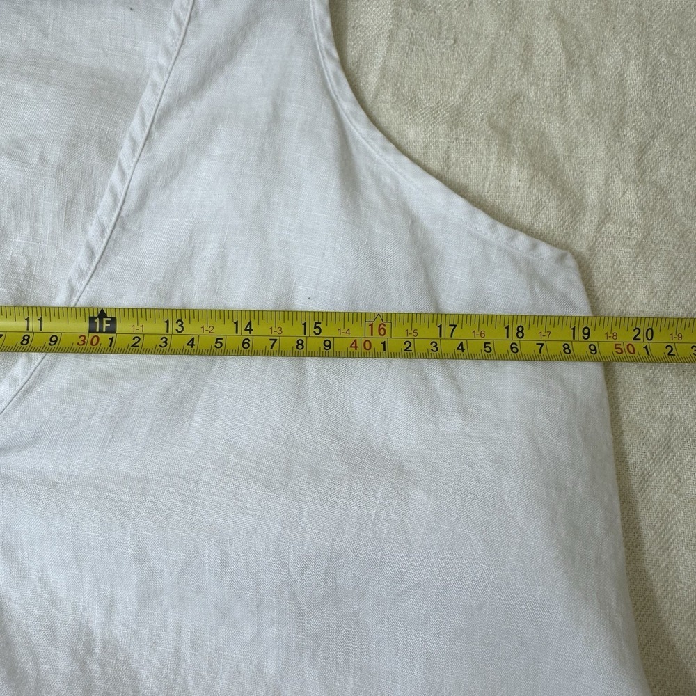 MoonLight Lagenlook Linen Tank Top Womens M/L Asymmetrical Large Button Pockets - Picture 4 of 10